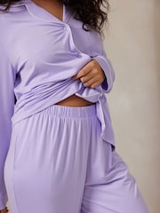 Chelsea Peers Purple TENCEL™ Modal Long Button Up Pyjamas Set - Image 5 of 5