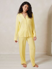 Amarillo - Chelsea Peers TENCEL™ Modal Long Button Up Pyjamas Set - Imagen 1 de 5