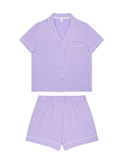 Chelsea Peers Purple TENCEL™ Modal Short Button Up Pyjamas Set - Image 1 of 3