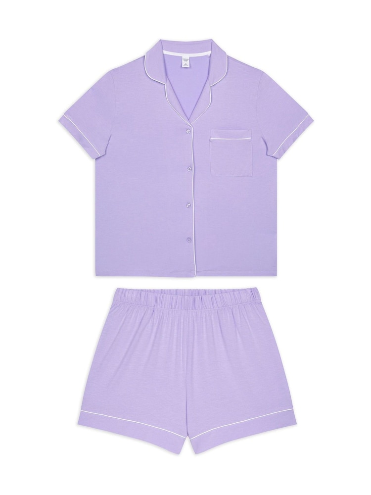 Chelsea Peers Purple TENCEL™ Modal Short Button Up Pyjamas Set - Image 1 of 3