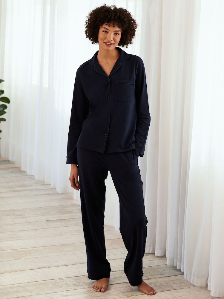 Chelsea Peers Blue Long Pyjamas Sets - Image 1 of 5 Chelsea Peers Blue Long Pyjamas Sets - Image 1 of 5