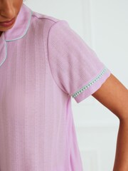 Chelsea Peers Purple Pointelle Button Up Short Pyjamas Set - Image 2 of 5