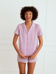 Chelsea Peers Purple Pointelle Button Up Short Pyjamas Set - Image 5 of 5