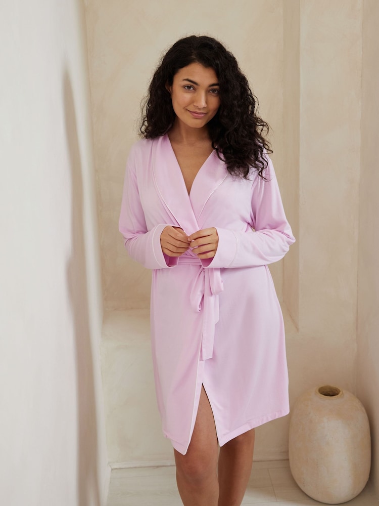 Chelsea Peers Pink TENCEL™ Modal Dressing Gown - Image 2 of 5 Chelsea Peers Pink TENCEL™ Modal Dressing Gown - Image 2 of 5