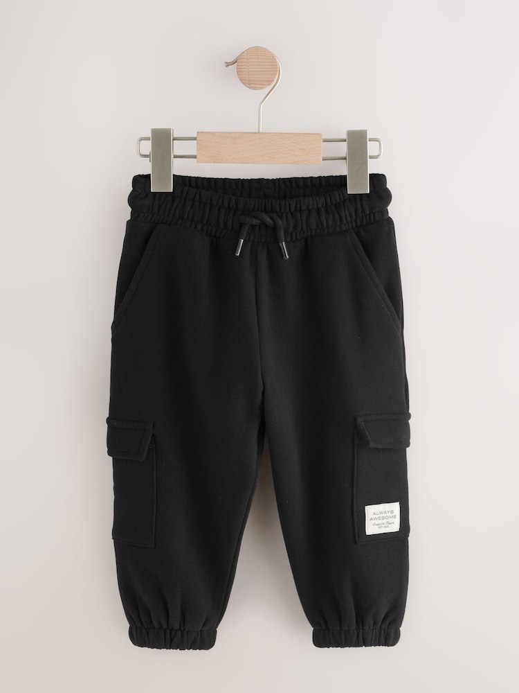 Black Soft Touch Jersey Utility Joggers (3mths-7yrs) - Image 1 of 4