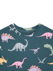 Chelsea Peers Blue Kids Dinosaur Print Long Pyjama Set - Image 3 of 3