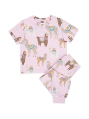 Chelsea Peers Pink Kids Print Long Pyjamas Set - Image 1 of 3