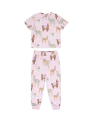 Chelsea Peers Pink Kids Print Long Pyjamas Set - Image 3 of 3