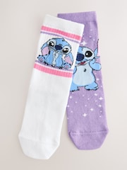 Purple Cotton Rich Lilo and Stich Ankle Socks 2 Pack - Image 1 of 3