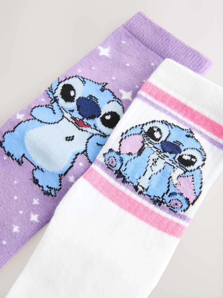 Purple Cotton Rich Lilo and Stich Ankle Socks 2 Pack - Image 2 of 3