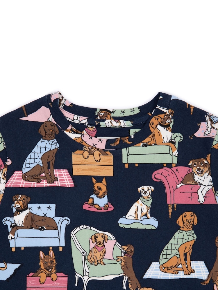 Chelsea Peers Blue Kids Dogs Night In Print Long Pyjamas Set - Image 3 of 3 Chelsea Peers Blue Kids Dogs Night In Print Long Pyjamas Set - Image 3 of 3
