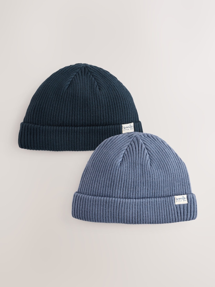 modra - 2 Pack Baby Beanie Knitted Hats (0mths-2yrs) - Slika 1 iz 5 modra - 2 Pack Baby Beanie Knitted Hats (0mths-2yrs) - Slika 1 iz 5