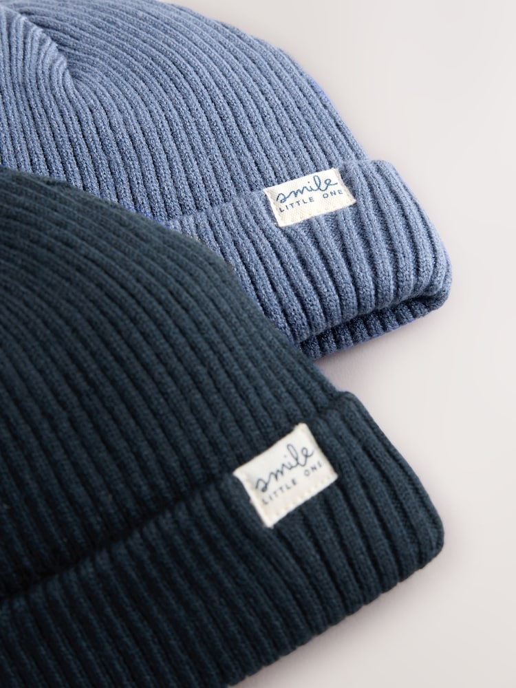 Bonnet Bébé En Maille - Lot De 2 - Taille Unique - Marque NEXT - Lavable En Machine 40°C