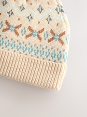 Natural Fairisle Pattern Baby Knitted Pom Beanie Hat (0mths-2yrs) - Image 3 of 3