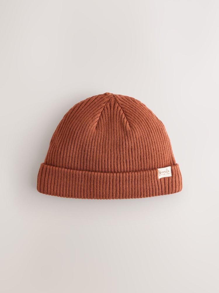 Rust Baby Ribbed Beanie Hat (0mths-2yrs) - Image 1 of 3