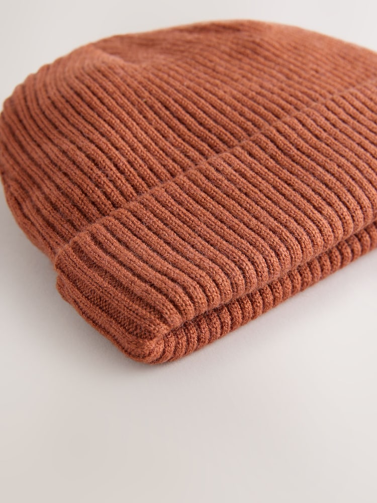 Rust Baby Ribbed Beanie Hat (0mths-2yrs) - Image 2 of 3