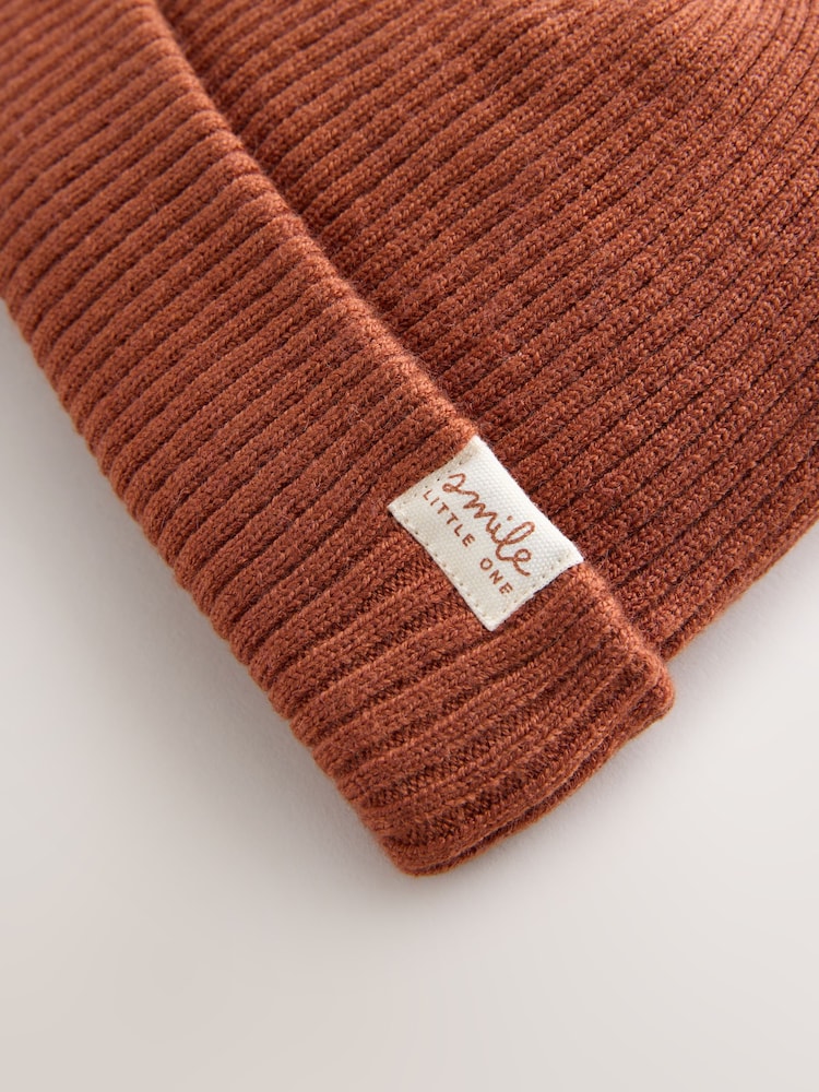 Rust Baby Ribbed Beanie Hat (0mths-2yrs) - Image 3 of 3