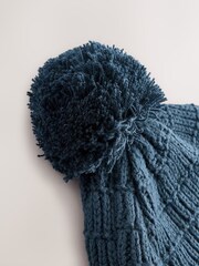 Navy Baby Knitted Trapper Hat With Pom (0mths-2yrs) - Image 3 of 3