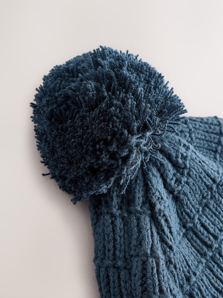 Navy Baby Knitted Trapper Hat With Pom (0mths-2yrs) - Image 3 of 3
