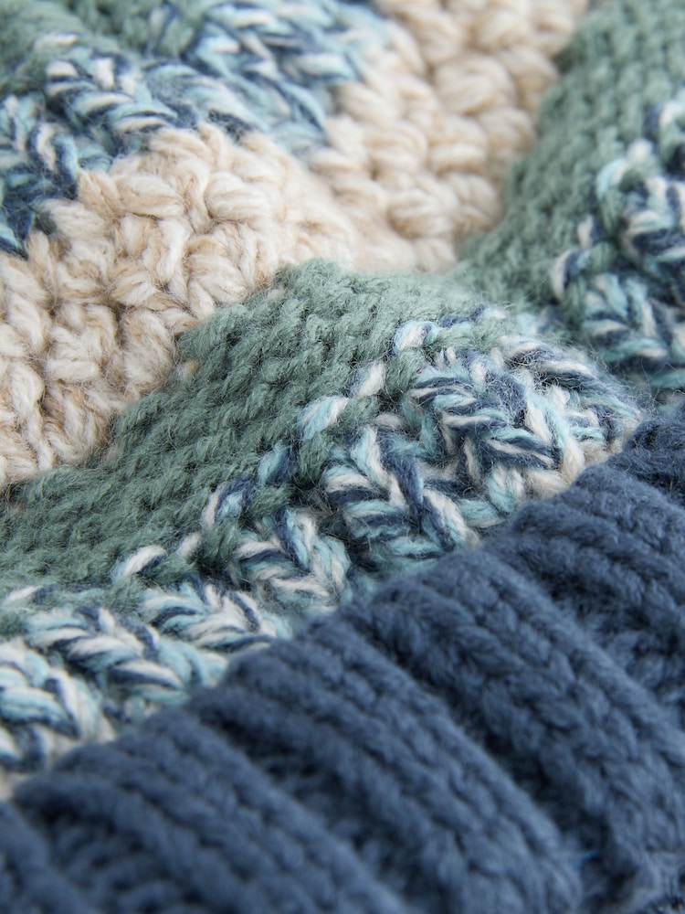 Green/Blue Baby Knitted Hat With Pom (0mths-2yrs) - Image 1 of 3