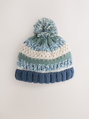 Green/Blue Baby Knitted Hat With Pom (0mths-2yrs) - Image 2 of 3