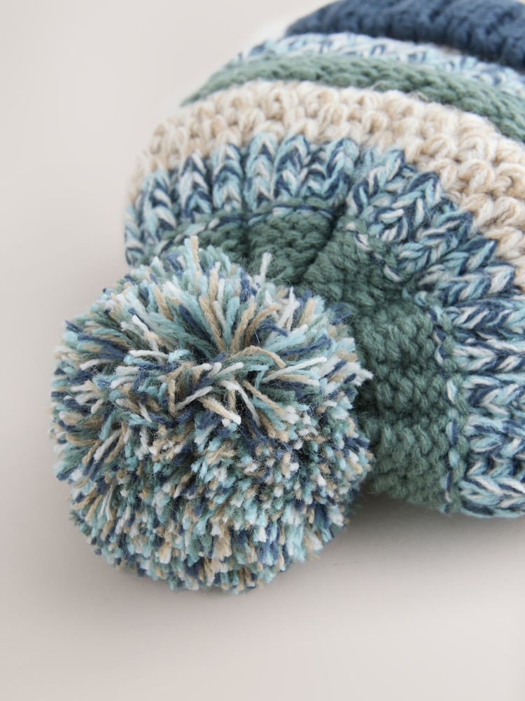 Green/Blue Baby Knitted Hat With Pom (0mths-2yrs) - Image 3 of 3