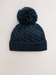 Navy Baby Knitted Hat With Pom (0mths-2yrs) - Image 2 of 4