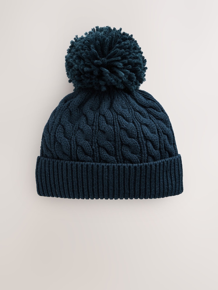 Navy Baby Knitted Hat With Pom (0mths-2yrs) - Image 2 of 4