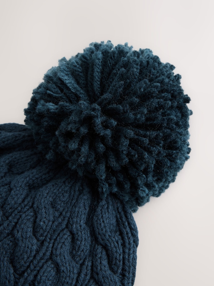 Navy Baby Knitted Hat With Pom (0mths-2yrs) - Image 4 of 4 Navy Baby Knitted Hat With Pom (0mths-2yrs) - Image 4 of 4