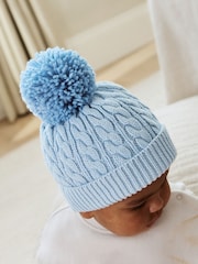Blue Cable Baby Knitted Hat With Pom (0mths-2yrs) - Image 2 of 5