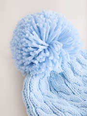 Blue Cable Baby Knitted Hat With Pom (0mths-2yrs) - Image 4 of 5