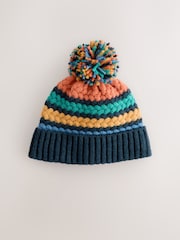 Bright Cable Stitched Baby Knitted Hat With Pom (0mths-2yrs) - Image 1 of 5