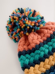 Bright Cable Stitched Baby Knitted Hat With Pom (0mths-2yrs) - Image 2 of 5