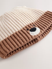 Marrón - Bear Face Ribbed Baby Beanie Hat (0mths-2yrs) - Imagen 3 de 4