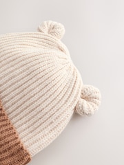 Marrón - Bear Face Ribbed Baby Beanie Hat (0mths-2yrs) - Imagen 4 de 4