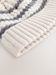 Monochrome Striped Baby Knitted Hat With Pom (0mths-2yrs) - Image 3 of 5