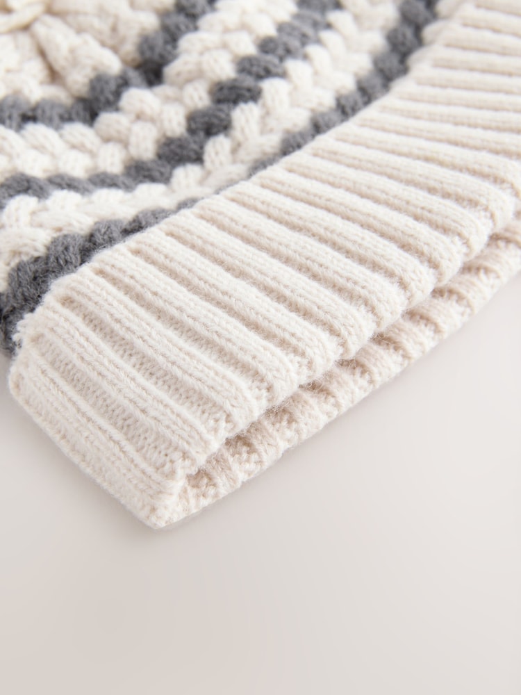 Monochrome Striped Baby Knitted Hat With Pom (0mths-2yrs) - Image 3 of 3