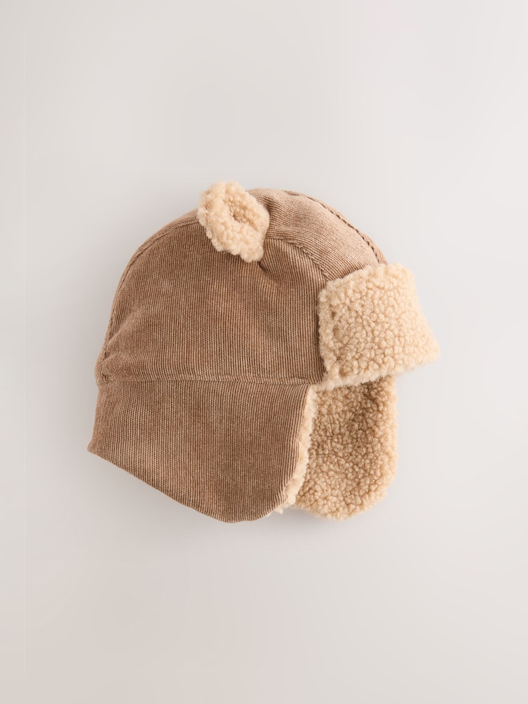 Tan Brown Borg Eared Baby Trapper Hat (0mths-2yrs) - Image 1 of 3 Tan Brown Borg Eared Baby Trapper Hat (0mths-2yrs) - Image 1 of 3