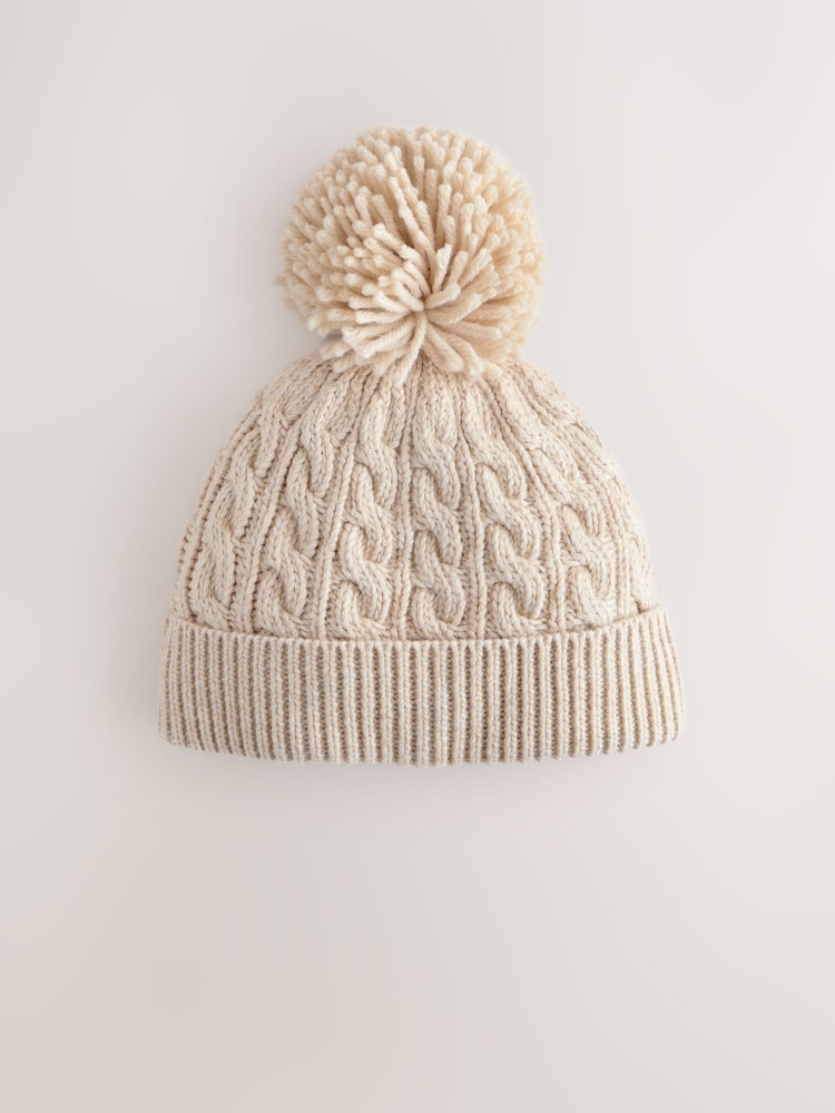 Creme - Baby Cable Knitted Pom Hat - Imagem 2 de 4