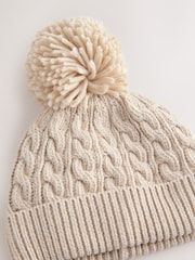 Creme - Baby Cable Knitted Pom Hat - Imagem 3 de 4