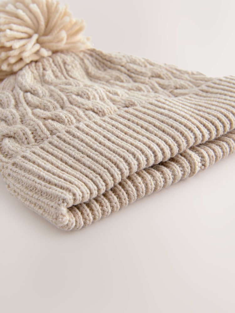 Creme - Baby Cable Knitted Pom Hat - Imagem 4 de 4