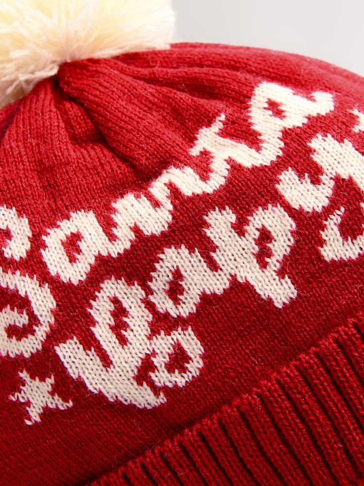 Red Santa Baby Knitted Pom Hat - Image 2 of 3 Red Santa Baby Knitted Pom Hat - Image 2 of 3