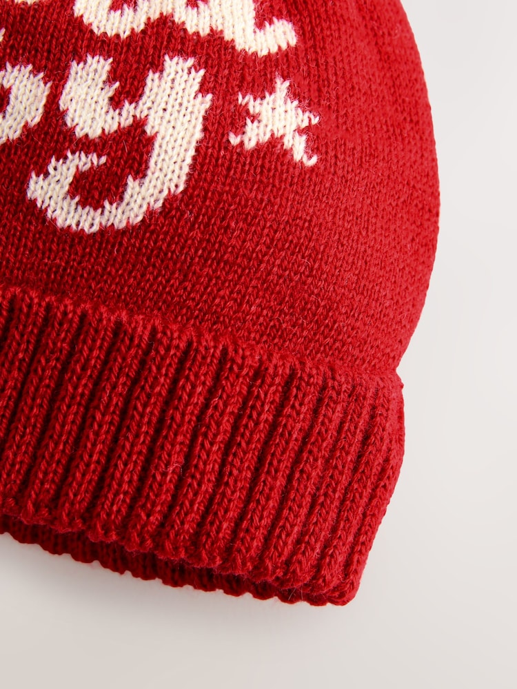 Red Santa Baby Knitted Pom Hat - Image 3 of 3 Red Santa Baby Knitted Pom Hat - Image 3 of 3