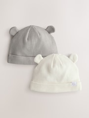 رمادي/أبيض - Baby Rib Beanie Hats 2 Pack - صورة 1 من 6