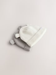 رمادي/أبيض - Baby Rib Beanie Hats 2 Pack - صورة 4 من 6