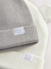 رمادي/أبيض - Baby Rib Beanie Hats 2 Pack - صورة 5 من 6