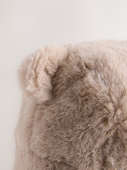 Beige Faux Fur Bear Faced Baby Trapper Hat - Image 2 of 3