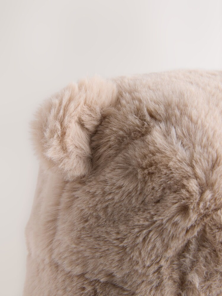 Beige Faux Fur Bear Faced Baby Trapper Hat - Image 2 of 3 Beige Faux Fur Bear Faced Baby Trapper Hat - Image 2 of 3