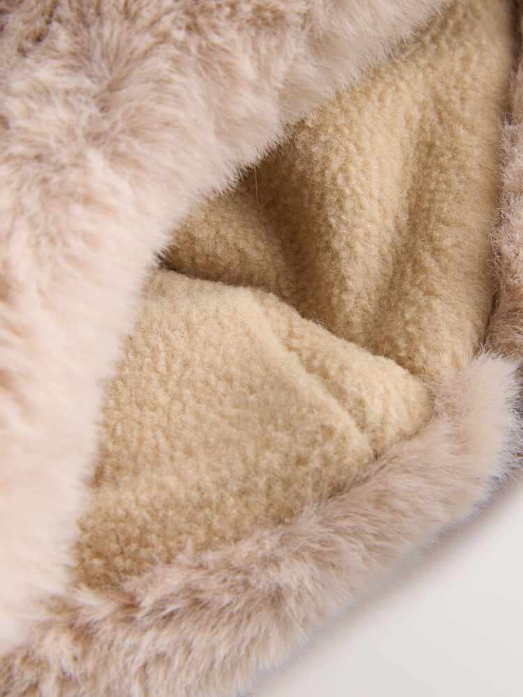 Beige Faux Fur Bear Faced Baby Trapper Hat - Image 3 of 3 Beige Faux Fur Bear Faced Baby Trapper Hat - Image 3 of 3