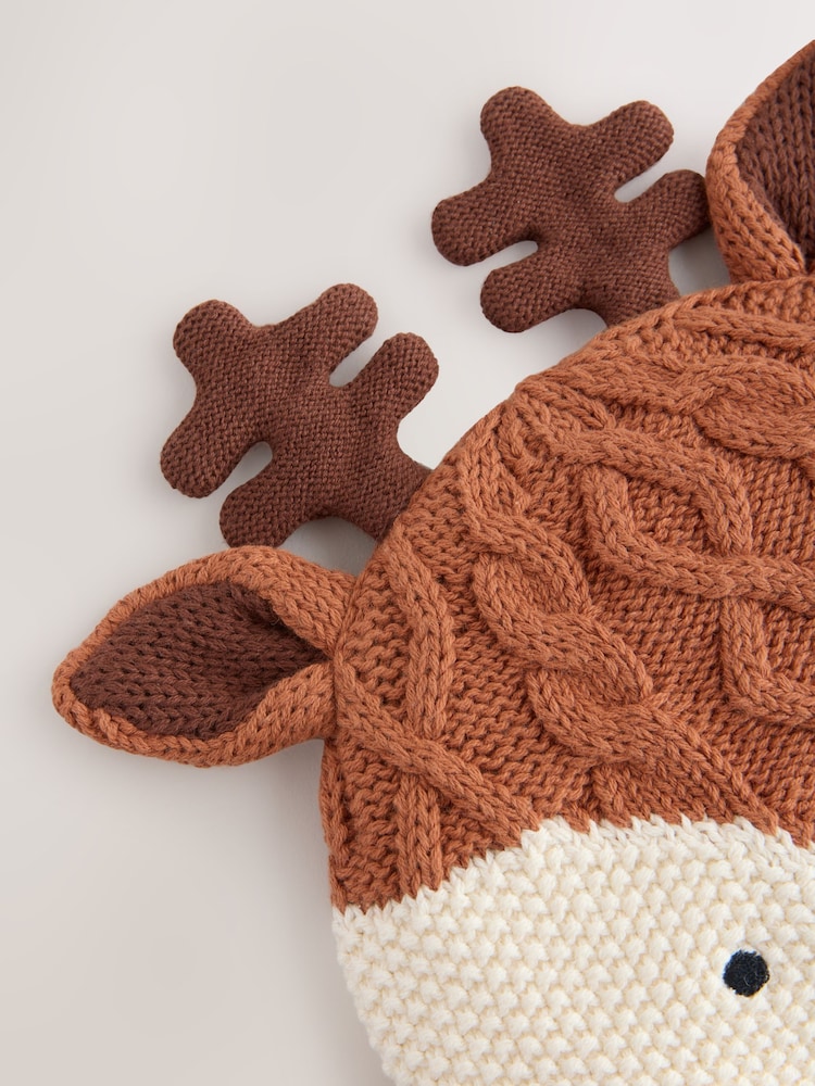 Natural Reindeer Baby Christmas Knitted Hat - Image 3 of 3 Natural Reindeer Baby Christmas Knitted Hat - Image 3 of 3